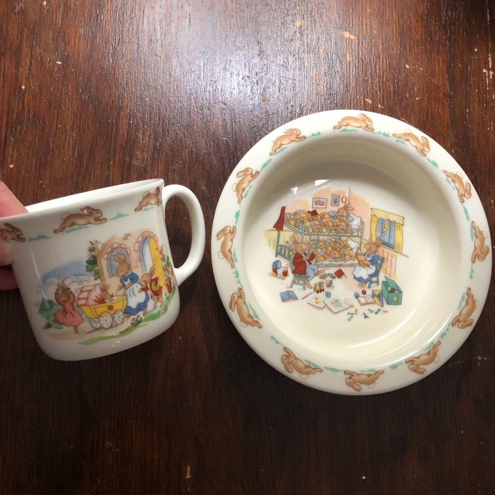 Royal Doulton Children's Bunnykins Nursery Ceramic Mug and Bowl Set 2 pc. Nwot